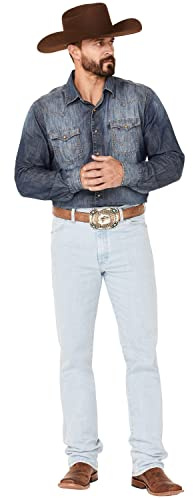 Wrangler Men's Cowboy Cut Active Flex Slim Fit Jean, Bleach, 35W x 32L