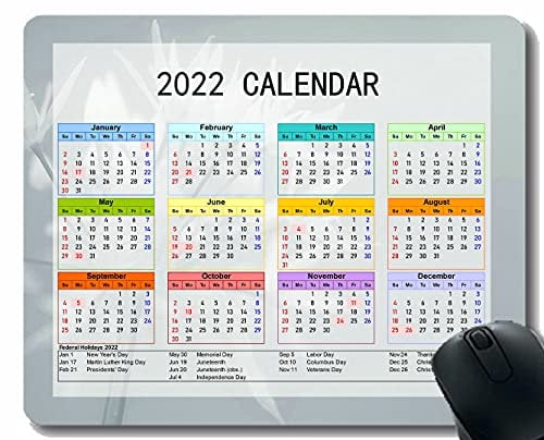 YENDOSTEEN Gaming Mauspad 2023 Jahr Kalender mit Urlaub, Pflanze Drops Blätter Licht Mauspad für Büro Computer Laptop Männer Frauen