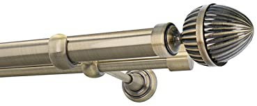 HDTL Gardinenstange Vorhangstange 25/19mm 2-läufig Wandmontage Messing Antik 360 cm Rode