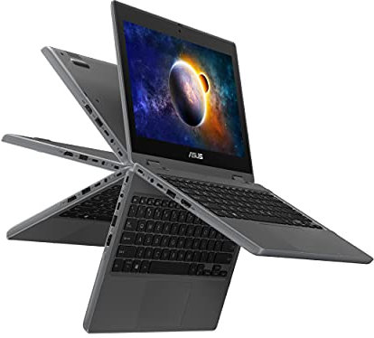 ASUS Laptop BR1100, BR1100FKA-QE1S-CB, pantalla táctil HD de 11.6 pulgadas, pantalla brillante, procesador Intel Celeron N4500, 4 GB de RAM, 64 GB de almacenamiento, MIL-STD 810H, TPM 2.0, Windows 10