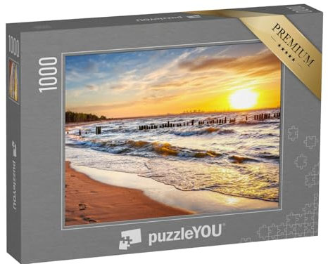 puzzleYOU: Puzzle 1000 Teile „Sonnenuntergang am Strand an der Ostsee in Polen“ – aus der Puzzle-Kollektion Natur, Ostsee