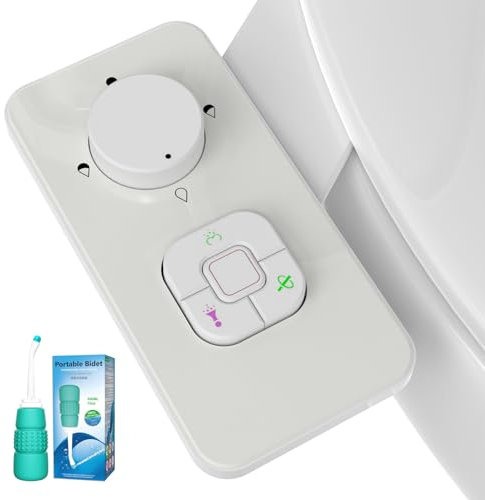 Bidet,Bidet Aufsatz Kit mit Po Dusche - Nicht Elektrisch Bidet Toilettenaufsatz mit Einziehbare selbstreinigende Doppel Düse Bidet, Front- und Heckreinigung,Einstellbarer Druckschalter