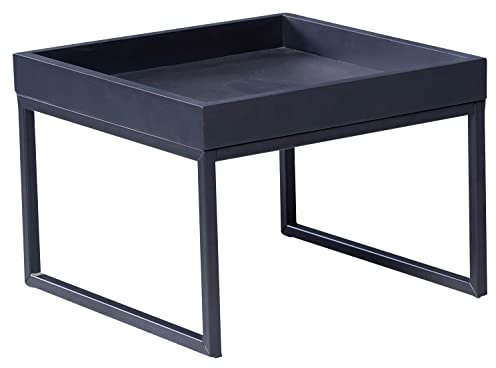 Möbel Jack Couchtisch - Schwarz - Kernbuchenholz massiv - Metallgestell - 49 x 49 cm