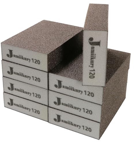 8 Stück 120 Körnung Schleifblöcke, Jamiikury Feiner Schleifschwamm waschbar und wiederverwendbar, nass und trocken Schleifpapier Schwamm für Holz Metall Möbel Farbe und Trockenbau