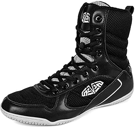 Youngtie Herren Boxschuhe Pro Wrestling Schuhe Fitness Training Boxstiefel für Herren Schwarz EU 44