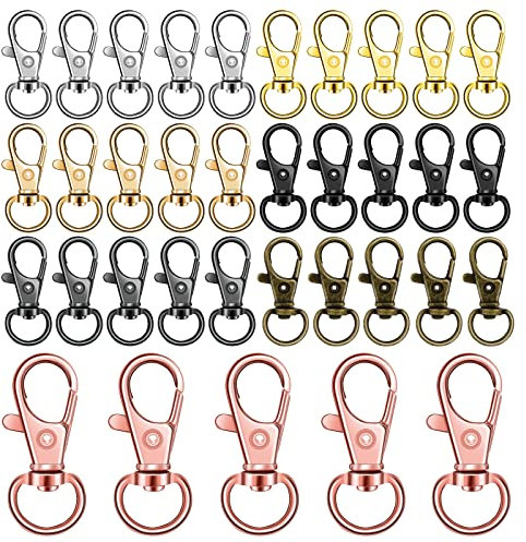 35 Stück Schlüsselringe Klein Schlüsselanhänger Makramee Drehkarabinerverschluss Drehverschluss Karabinerhaken Metallschlüsselringclip für Schlüsselring Schlüsselband Schmuck DIY Bastelbedarf 10 mm