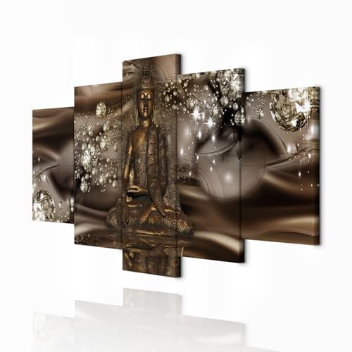 decomonkey Wandbilder Buddha 100x50 cm 5 Teilig Wandbild Groß Wohnzimmer | Leinwandbild XXL, Deko, Schlafzimmer, Wanddeko, Pictures For Wall, Poster, Wall Painting, Zen, Orient