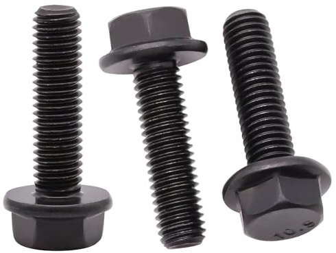 (10 pz) M10-1.5 x 35mm flangiato testa esagonale bulloni viti esagonali, finitura ossido nero, acciaio legato 10.9, sostituzione bulloni auto moto, filettatura completa