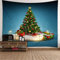 EHOMERY Weihnachten Wandteppich Bunt Baumwolle Tapisserie Wand Weihnachtsbaum Wandteppich Aesthetic Indie Tapisserie Anime Blau Weihnachtsdekoration 100X70Cm