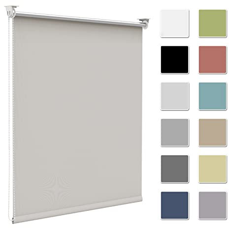 Verdunklungsrollo Rollos für Fenster ohne Bohren& mit Bohren, Creme 100x140cm(Stoffbreite 95cm) Thermo Rollo Verdunkelung Klemmfix Hitzeschutz,Fensterollos innen ohne Bohren Decken/Wandmontage