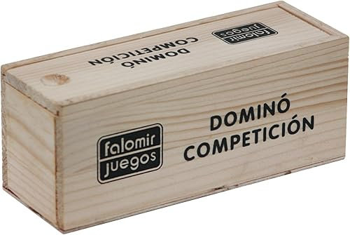 Falomir - Set Completo de Domino en Caja de Madera | Juego de Estrategia y Habilidad | Diversión Clásica para Toda la Familia Tableros de 40cm (Edad +6)