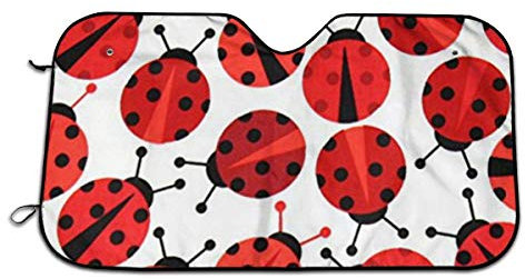 Parasol para ventana delantera de coche, diseño de mariquitas con zoología, color rojo, reflectante, UV, plegable, para coche, verano, SUV, S
