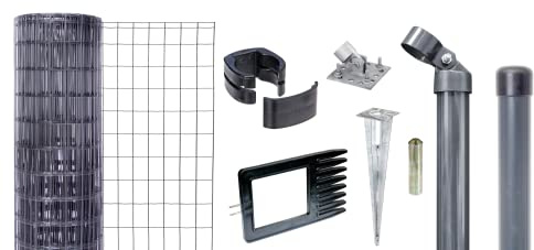 Alberts 669416 Fix-Clip Pro als Zaun-Komplettset, mit Einschlagbodenhülse | verschiedene Längen und Höhen - wahlweise in verschiedenen Farben | anthrazit | Höhe 153 cm | Länge 50 m