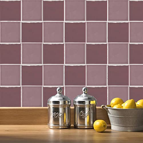 Stickers Cuisine Gris Rose Stickers Muraux Cuisine Adhesive pour Cuisine Carrelage Adhesif Mural Salle de Bains Étanche Papier Peint 15x15cm/40 Pcs