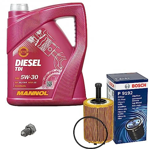 Inspektionspaket Wartungspaket Filterset mit 5 L Motoröl Diesel TDI 5W-30, Ölfilter, Verschlussschraube