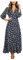 Women's Elegant Summer Chiffon Dress - 3/4 Sleeve, V-Neck Wrap, High Waist, Ruffle Maxi, A-Line, Pleated, Floral Pattern - Casual Party Autumn Long Dress