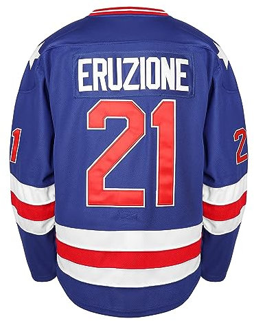 1980 Miracle On Ice Team Hockey-Trikot 17 Jack O'Callahan 30 Jim Craig #21 Mike Eruzione genähte Eishockey-Trikots, 21 Blau, Klein