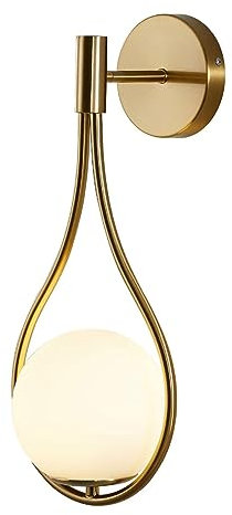 FROIDEXG Applique Murale créative pour Chambre à Coucher, Abat-Jour en Verre, Design Moderne du Milieu du siècle, en Laiton brossé, idéale pour Le Salon.