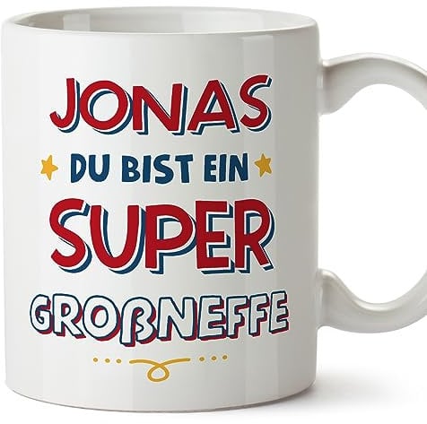 Mugffins Tassen Personalisieren mit Spruch für GROßNEFFE - Auf Deutsch - Du Bist Super - 11 oz / 330 ml - Individuell Anpassbar Geschenk