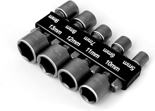 Adattatore Esagonale Classici Chiavi,9 Pezzi Adattatore Esagonale da 1/4 pollici, Set Brugole, Bussole per Avvitatore,5 a 13 mm, Set di Chiavi a Bussola, Chiavi Esagonali