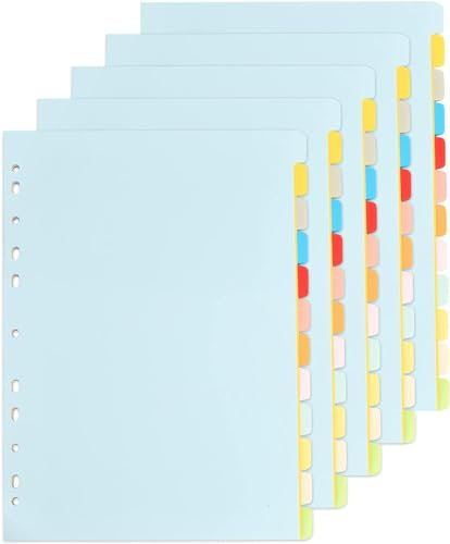 5 Sets Separadores Archivadors A4, Indice para Carpetas 12 Posiciones Extra Anchos, Divisores de Sujeto Separador de Archivos 12 Colores, Carpeta Divisora Cartón A4 para Oficina Escolar, 150gsm