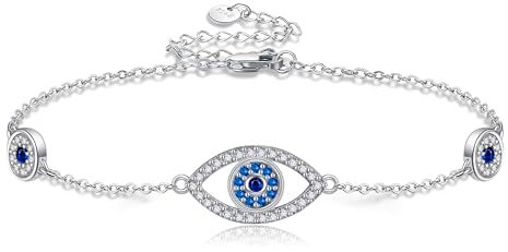 DAYLINLOVE Böser Blick Armband 925 Sterling Silber Greek Evil Eye Armbänder Schutz Türkisch Third Böse Auge Schmuck Amulett Geschenke für Damen Männer Mädchen