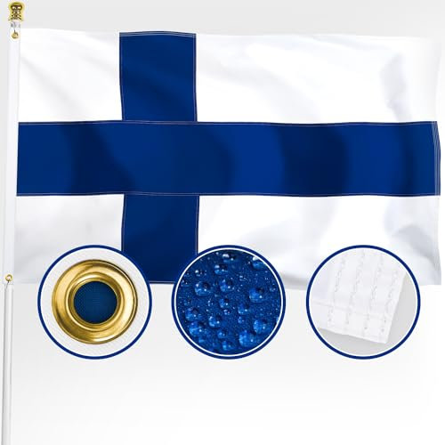 XIFAN Finnische Flagge aus hochwertigem Nylon, 7,6 x 12,7 cm, doppelseitig, strapazierfähig, 210D-Nylon, Finn-Nationalflaggen, langlebig, mit genähten Streifen/4 Stichsäumen/Messingösen