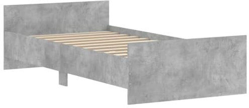 vidaXL Bettgestell, Bettrahmen mit Lattenrost, Bett Gästebett mit Kopfteil Fußteil, Einzelbett Schlafzimmerbett Schlafzimmermöbel, Betongrau 100x200cm Holzwerkstoff