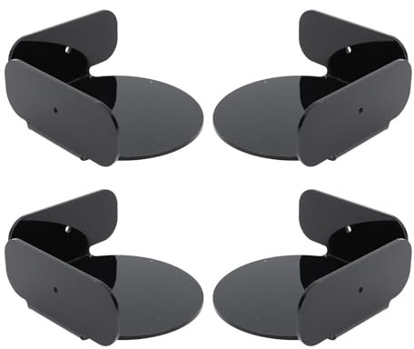 Naroote Mini-Rundeckregal, 4-teiliges Flexibles Schwimmendes Eckregal, Robust für Lautsprecher (Black)