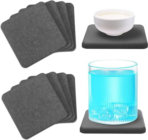 EOGRFW 4 Stück Wasserabsorbierender Stein,10x10cm Kieselgur Untersetzer,Diatomit-Untersetzer,Saugfähige Untersetzer für Getränke Tassen Handseifen Pflanzen,Schnelle Wasseraufnahme (Grau)