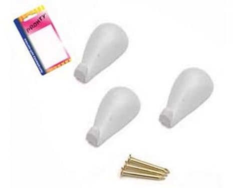12BLISTER GANCI PER QUADRI A GOCCIA BIANCHI IN BLISTER - mm.27, in bl.3 pz.