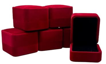DELALO Ringschachtel Rot Samt Ringschatulle: Perfekte Geschenkverpackung und Organizer für Eheringe und Ohrringe - Ringbox für die Antrag, Verlobung, Hochzeit