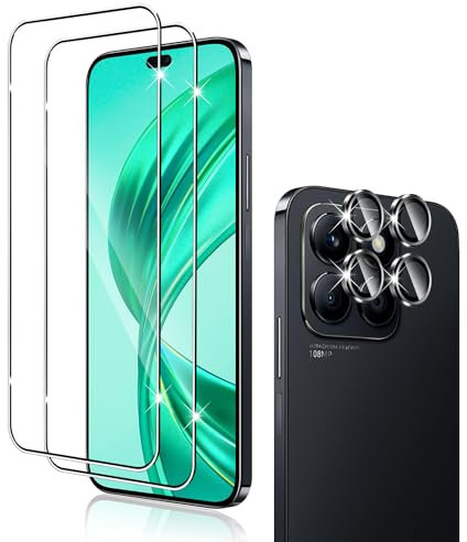 Holilo [2+1 Pezzi Vetro Temperato Pellicola per Honor X8b Pellicola Protettiva e Pellicola Fotocamera, Pellicola Durezza 9H Protezione Schermo HD Anti-graffio Anti-Impronta