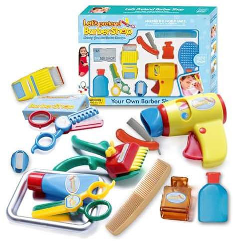 xwin Kids Barber Shop Toy Set Fashion Hair Salon Pretend Play Toy for Children Barbershop Hairstyle Playset Kit for Boys and Girls Creative Hair Stylist Toy Set for Toddlers