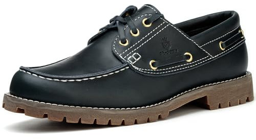 SL-Saint Hecho a Mano de los Hombres clásicos Boat & Deck Zapatos Moc Toe Lace Up Cómodo Moda Casual Náuticos (Azul, Adulto, Hombre, 41, Números, Sistema Tallas Calzado EU, Mediano)