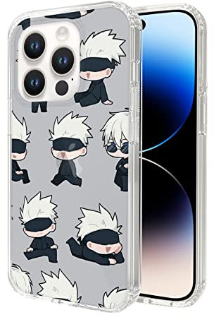 EWINRU Phone Case Jujutsu Compatible with iPhone 15 14 13 12 11 Pro Max Kaisen Satoru Gojo Mini X/Xs XR XS Max Baby Cute SE 2022/2020/7/8/6/6s Plus Case Clear