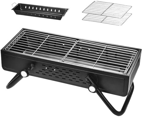 Barbacoa de leña, parrilla de leña plegable, Barbacoa de camping sin humo, Grandes barbacoas de carbón vegetal, barbacoa de acero inoxidable con gran cocina para , camping y cocina