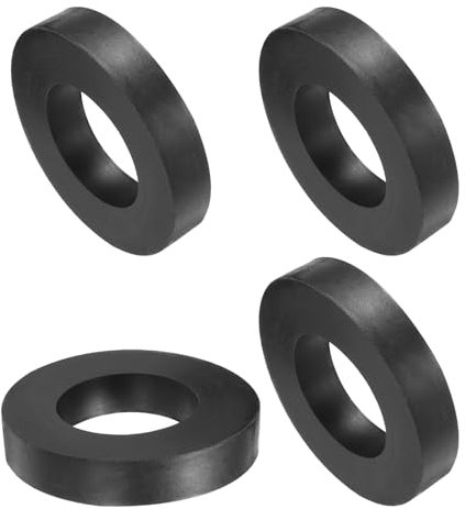 QUARKZMAN Arandela Gruesa de Goma, 4pcs Almohadilla de Aislamiento Antivibración Planas Ojales Amortiguador Antideslizante Kit de Espaciador Redondo Grueso Negro, 50x26x10mm (OD*ID*Grosor)