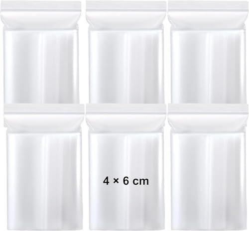 baggys,baggys weed,zipper beutel,600 Stück Druckverschlussbeutel, 4 × 6 cm Klein Zipper Beutel, Wiederverschließbare Transparente Plastikbeutel Verschließbar, Kunststoff-Druckverschlussbeutel