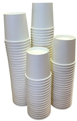 Newcup 1000 x White Cups. 7oz (200ml) Squat Cup. Disposable Drinking Paper Cups, Hot or Cold Drinks. White, Black and Red Available.