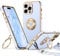 XYZ for iPhone 14 Pro Case with Stand, Double Ring Holder for Girls Women, Luxury Cute Bling Protective Phone Cover for iPhone 14 Pro, Blue