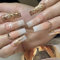 JUSTOTRY 24 Stück Weihnachten Sarg Nägel Zum Aufkleben Lang,Gold Glitter Press on Nails mit Schneeflocken Motiv,Festival French Coffin Künstliche Nägel,Ballerina Fingernägel Fake Nails Long für Frauen