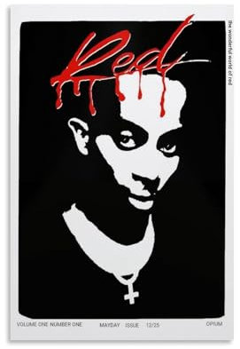 Playboi Carti Poster, ganzes rotes Lotta-Album-Poster, Leinwand, dekoratives Gemälde, modern, ästhetisch, dekoratives Gemälde, Schlafzimmer, Wohnzimmer, Kunstposter, 30 x 45 cm, ungerahmt, 6