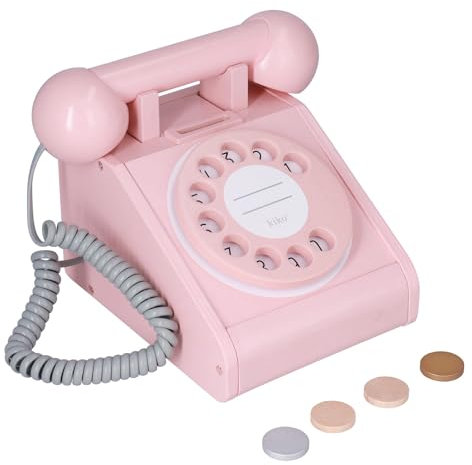 Giocattolo per telefono fisso per bambini, stile vintage, decorazione simulazione, retrò, interattivo, telefono fisso educativo interattivo per decorazione della casa, regali da collezione (rosa)