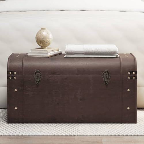 NQJIBUE Home Garden,Treasure Chest with Latches Dark Brown 79.5x39.5x39.5 cm Plywood