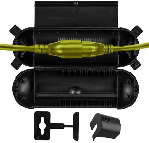 Caja de Cable Exteriores Impermeable IP44, Caja Protectora de Seguridad, Caja de Cable Protección de Enchufe para Cable de Extensión de Eléctrica para Exteriores/21x7x7cm