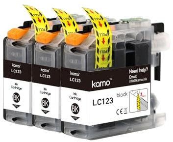 kamo LC123 Multipack Druckerpatronen Kompatibel mit Brother LC123 XL - für MFC-J4410DW MFC-J6920DW DCP-J4110DW MFC-J6720DW DCP-J552DW MFC-J6520DW MFC-J870DW (3bk)