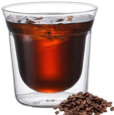 Vasos de café aislados, vasos de doble pared de vidrio resistente al calor, tazas transparentes de café, té, capuchino y latte, elegantes vasos para bebidas frías y calientes