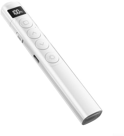 DAZZLEEX Presentación Clickers, Presentador inalámbrico con receptor USB Pantalla digital y indicador de carga Presentador Pen (blanco)