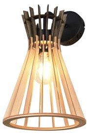 meineWunschleuchte Wandleuchte mit Schalter & Lamellen Lampenschirm in Holzoptik, Höhe 24cm